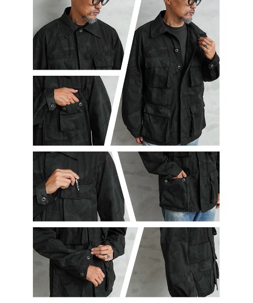 MILITARY(ミリタリー)の「実物 新品 デッドストック 米軍 BDU WOODLAND CAMO ジャケット 前期型 ノンリップ BLACK染め(ミリタリージャケット・メンズ・ブラック系その他・S-Regular)」の2枚目の写真