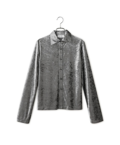 ADAM ET ROPE'(アダムエロペ)の「クラッシュベロアシャツ/セットアップ対応(シャツ/ブラウス・レディース・ブラック/グレー・FREE)」の12枚目の写真