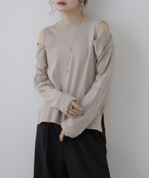 オープンショルダーロングスリーブTシャツ