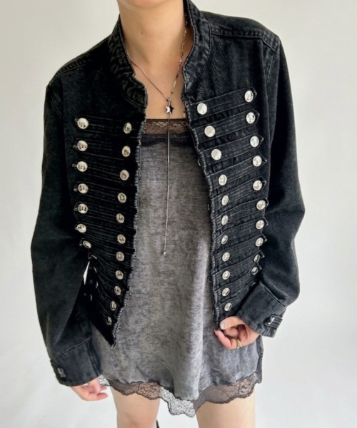 LAC-VERT(ラック・ヴェール)の「ナポレオンジャケット(デニムジャケット・レディース・ブラック・LARGE/MEDIUM)」の3枚目の写真