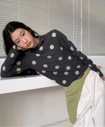 CHUN CHUN NOTES（チュンチュンノーツ）の「レトロドットハイネックフィットニットトップス（ニット/セーター）」