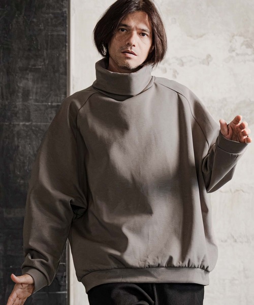 CAMBIO（カンビオ）の「mlt5817-ボトルネックラグランスリーブプルオーバー（Tシャツ/カットソー・メンズ・ホワイト/ブラック/グレイッシュベージュ・M/L/XL）」の3枚目の写真