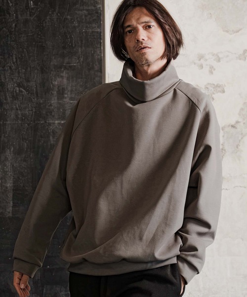 CAMBIO（カンビオ）の「mlt5817-ボトルネックラグランスリーブプルオーバー（Tシャツ/カットソー・メンズ・ホワイト/ブラック/グレイッシュベージュ・M/L/XL）」の10枚目の写真