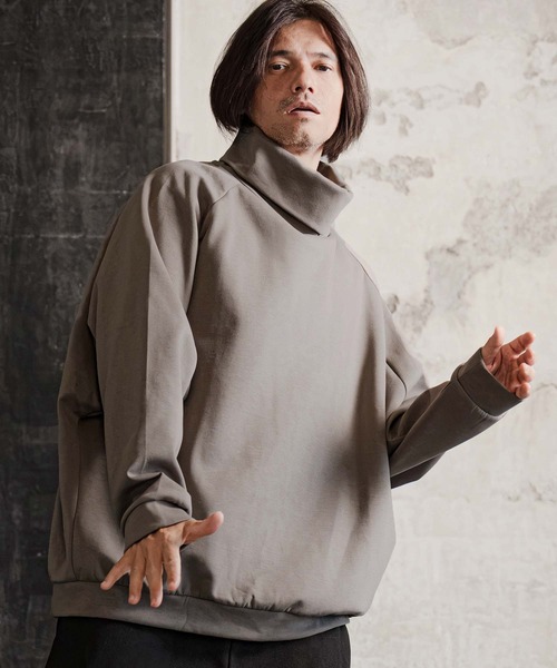 CAMBIO（カンビオ）の「mlt5817-ボトルネックラグランスリーブプルオーバー（Tシャツ/カットソー・メンズ・ホワイト/ブラック/グレイッシュベージュ・M/L/XL）」の11枚目の写真