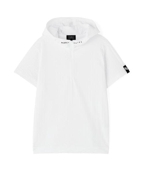 PEARLY GATES(パーリーゲイツ)の「【PEARLY GATES】ハイゲージ圧縮サッカー半袖ハーフジップフーディプルオーバー(Tシャツ/カットソー・レディース・ネイビー/ホワイト・MEDIUM/SMALL/LARGE)」の6枚目の写真