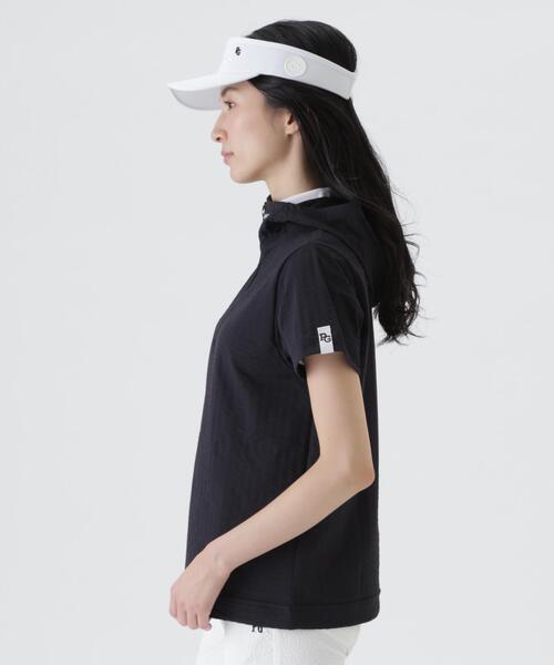 PEARLY GATES(パーリーゲイツ)の「【PEARLY GATES】ハイゲージ圧縮サッカー半袖ハーフジップフーディプルオーバー(Tシャツ/カットソー・レディース・ネイビー/ホワイト・MEDIUM/SMALL/LARGE)」の13枚目の写真