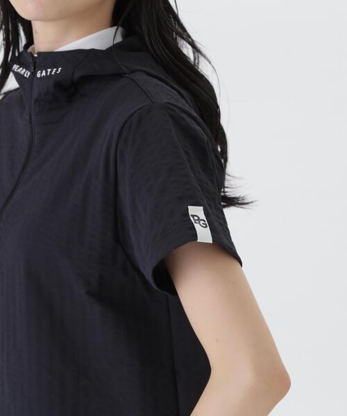 PEARLY GATES(パーリーゲイツ)の「【PEARLY GATES】ハイゲージ圧縮サッカー半袖ハーフジップフーディプルオーバー(Tシャツ/カットソー・レディース・ネイビー/ホワイト・MEDIUM/SMALL/LARGE)」の16枚目の写真