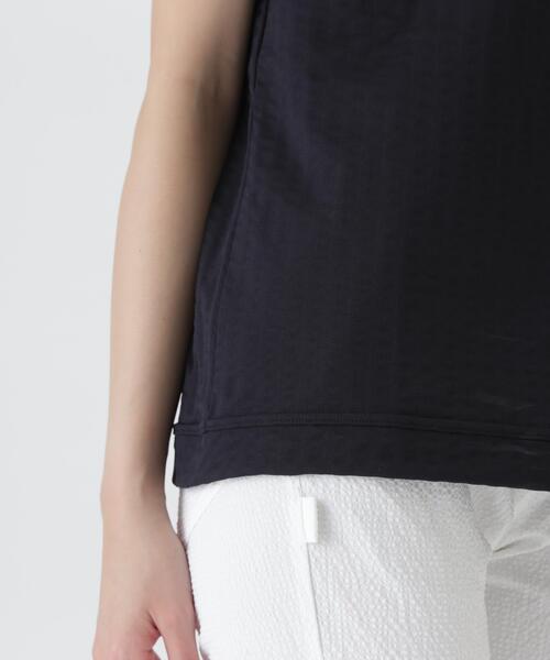 PEARLY GATES(パーリーゲイツ)の「【PEARLY GATES】ハイゲージ圧縮サッカー半袖ハーフジップフーディプルオーバー(Tシャツ/カットソー・レディース・ネイビー/ホワイト・MEDIUM/SMALL/LARGE)」の17枚目の写真