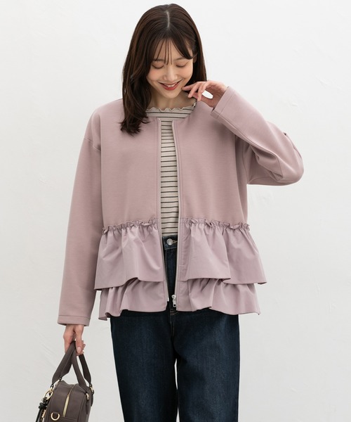 Honeys（ハニーズ）の「裾フリルジップカーデ（カーディガン/ボレロ・レディース・ヘザーチャコール/モカ/ピンク/ブラック・M/LL/L）」の9枚目の写真