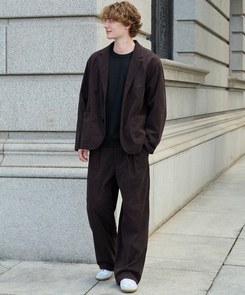 HECT(ヘクト)の「【HECT】Relaxed Fit Corduroy Setup / リラックスフィット コーデュロイセットアップ テーラードジャケット&ワイドパンツ<UVカット・イージーケア・保温>(セットアップ・メンズ・ダークブラウン/カーキ/ベージュ/ブラック・S/M/L)」の2枚目の写真