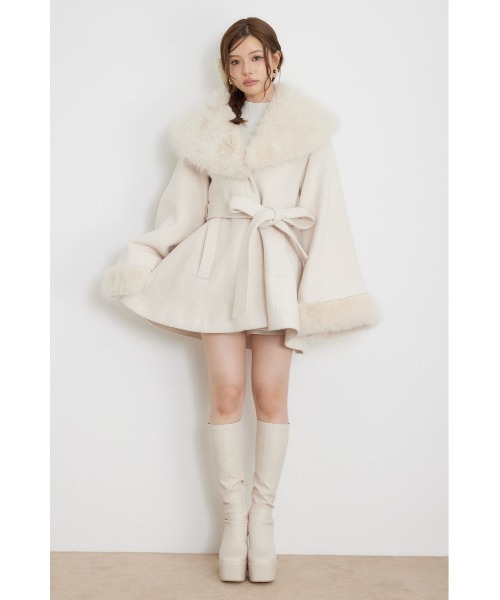 rienda（リエンダ）の「【AW先行アイテム】ポンチョ風ウールミニコート 秋服 冬服（ポンチョ・レディース・アイボリー/ブラック/キャメル・SMALL/MEDIUM）」の14枚目の写真