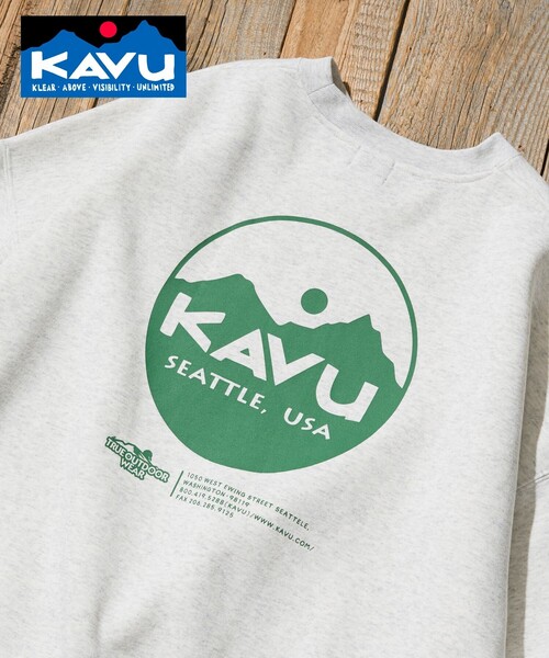 KAVU(カブー)の「KAVU/カブー 限定展開 カブー 別注 サークルロゴスウェット(スウェット・メンズ・ブラウン/グレイッシュベージュ/スミクロ/アッシュグレー・LARGE/SMALL/MEDIUM)」の3枚目の写真