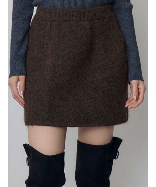 MURUA(ムルーア)の「【セットアップ対応】ニットミニスカート 冬服(スカート・レディース・ブラウン/ブラック・FREE)」の2枚目の写真