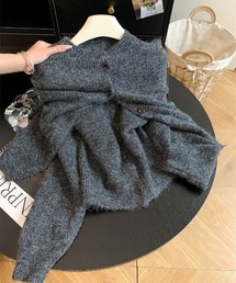 ショール付き アルパカ ニットカーディガン