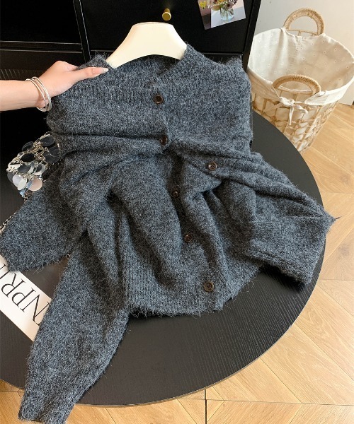 AMAJI(アマジ)の「ショール付き アルパカ ニットカーディガン(カーディガン/ボレロ・レディース・グレー/ブラウン/ホワイト・FREE)」の2枚目の写真