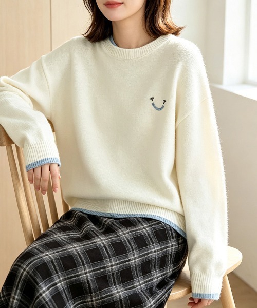 LEMOA(レモア)の「レタリング刺繍レイヤード風長袖ニットトップス(ニット/セーター・レディース・オフホワイト/グレー・FREE)」の20枚目の写真