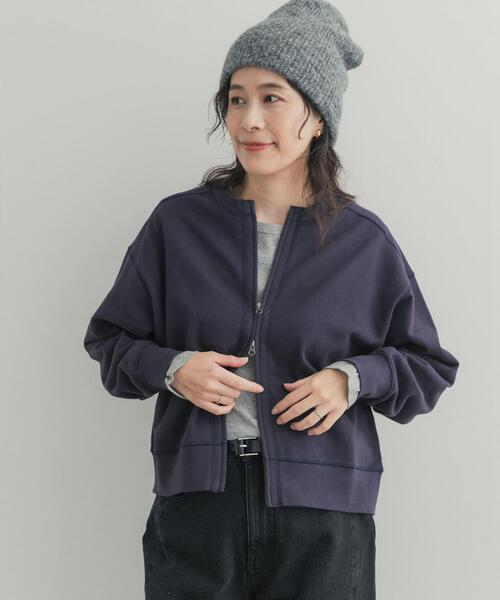 URBAN RESEARCH DOORS（アーバンリサーチドアーズ）の「コットンスウェットZIPカーディガン（カーディガン/ボレロ・レディース・ライトグレー/ネイビー/チャコールグレー・FREE）」の3枚目の写真