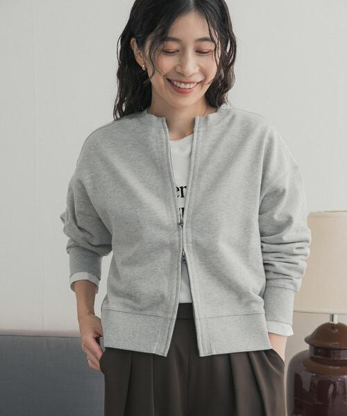 URBAN RESEARCH DOORS（アーバンリサーチドアーズ）の「コットンスウェットZIPカーディガン（カーディガン/ボレロ・レディース・ライトグレー/ネイビー/チャコールグレー・FREE）」の2枚目の写真