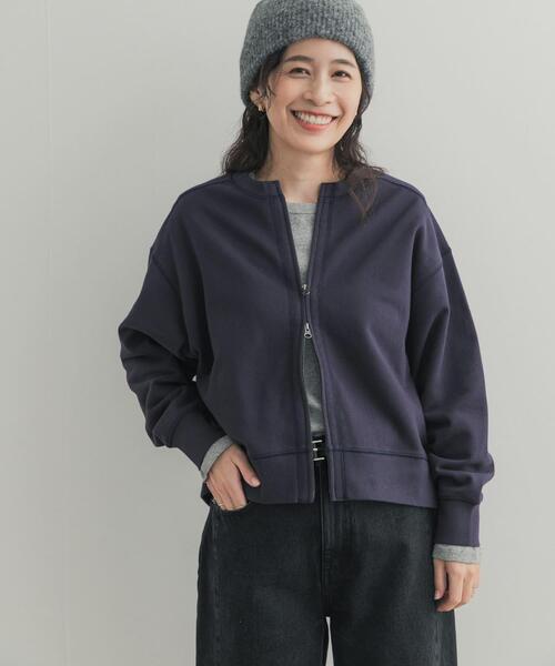URBAN RESEARCH DOORS（アーバンリサーチドアーズ）の「コットンスウェットZIPカーディガン（カーディガン/ボレロ・レディース・ライトグレー/ネイビー/チャコールグレー・FREE）」の6枚目の写真