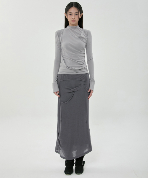 FLAREUP(フレアアップ)の「ドレープモックネック長袖 (FL-182_Gray)(Tシャツ/カットソー・レディース・グレー・OS)」の6枚目の写真