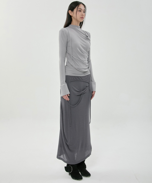 FLAREUP(フレアアップ)の「ドレープモックネック長袖 (FL-182_Gray)(Tシャツ/カットソー・レディース・グレー・OS)」の7枚目の写真