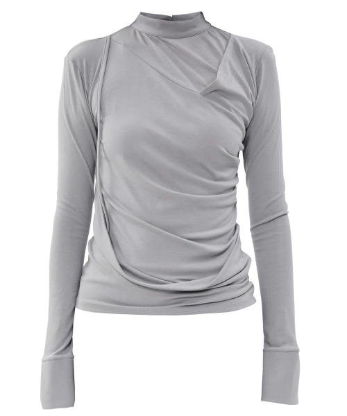 FLAREUP(フレアアップ)の「ドレープモックネック長袖 (FL-182_Gray)(Tシャツ/カットソー・レディース・グレー・OS)」の8枚目の写真