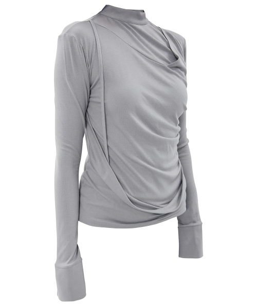 FLAREUP(フレアアップ)の「ドレープモックネック長袖 (FL-182_Gray)(Tシャツ/カットソー・レディース・グレー・OS)」の9枚目の写真