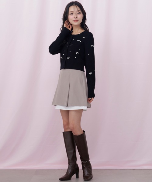 JILL by JILL STUART(ジルバイジルスチュアート)の「リボントッピングカーディガン(ニット/セーター・レディース・ピンク/ブラック/ホワイト・FREE)」の10枚目の写真