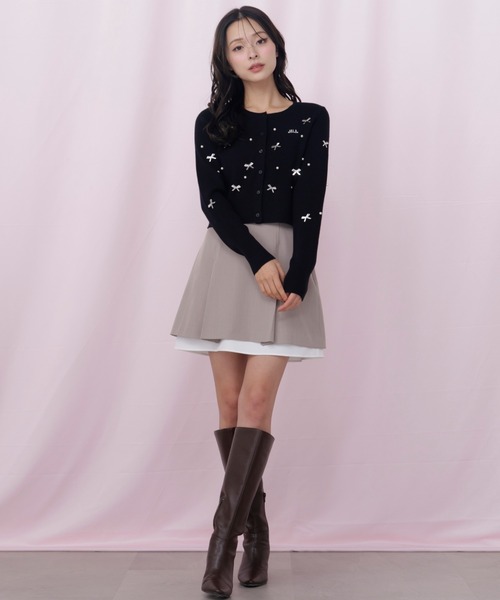 JILL by JILL STUART(ジルバイジルスチュアート)の「リボントッピングカーディガン(ニット/セーター・レディース・ピンク/ブラック/ホワイト・FREE)」の9枚目の写真