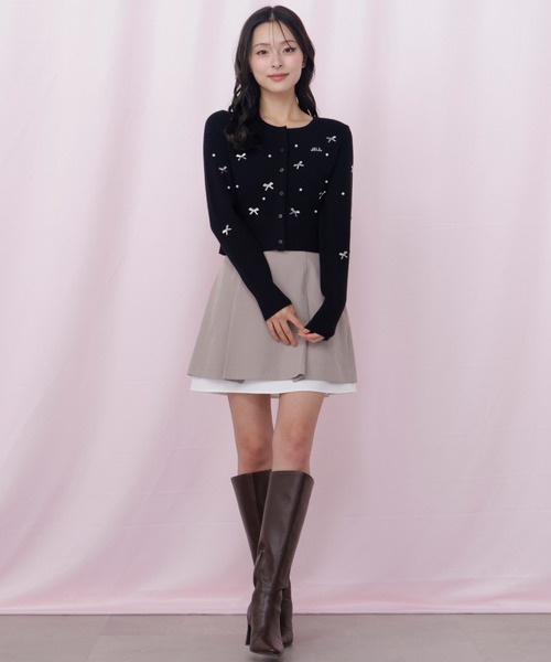 JILL by JILL STUART(ジルバイジルスチュアート)の「リボントッピングカーディガン(ニット/セーター・レディース・ピンク/ブラック/ホワイト・FREE)」の8枚目の写真