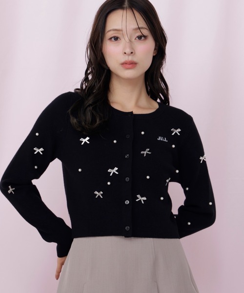 JILL by JILL STUART(ジルバイジルスチュアート)の「リボントッピングカーディガン(ニット/セーター・レディース・ピンク/ブラック/ホワイト・FREE)」の7枚目の写真