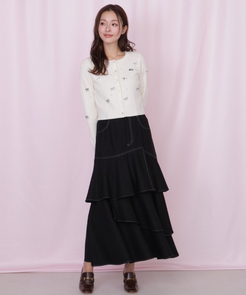 JILL by JILL STUART(ジルバイジルスチュアート)の「リボントッピングカーディガン(ニット/セーター・レディース・ピンク/ブラック/ホワイト・FREE)」の18枚目の写真