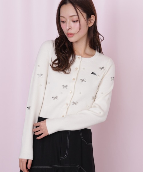 JILL by JILL STUART(ジルバイジルスチュアート)の「リボントッピングカーディガン(ニット/セーター・レディース・ピンク/ブラック/ホワイト・FREE)」の15枚目の写真