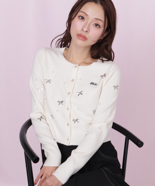 JILL by JILL STUART(ジルバイジルスチュアート)の「リボントッピングカーディガン(ニット/セーター・レディース・ピンク/ブラック/ホワイト・FREE)」の13枚目の写真