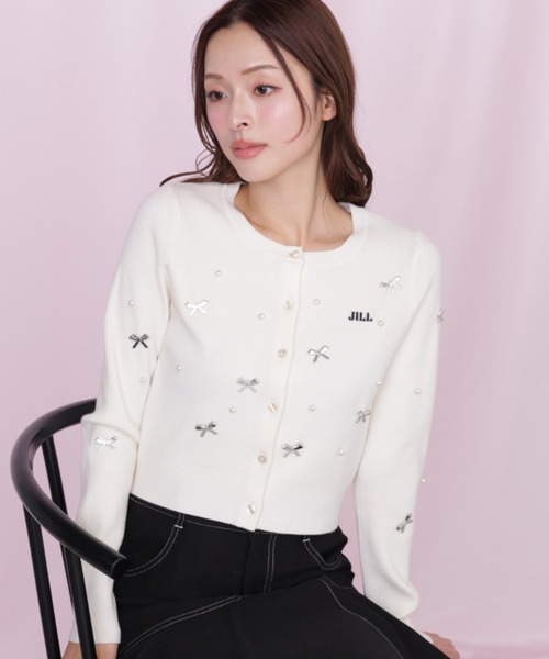 JILL by JILL STUART(ジルバイジルスチュアート)の「リボントッピングカーディガン(ニット/セーター・レディース・ピンク/ブラック/ホワイト・FREE)」の14枚目の写真