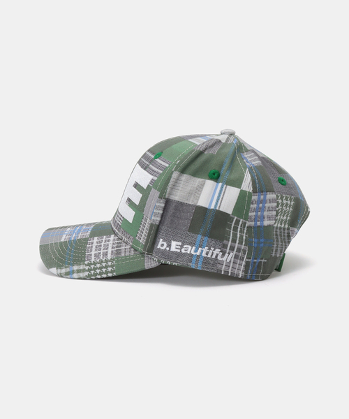 b.Eautiful/ビューティフル】b.E Hat(GREEN MIX CHECKER)（キャップ