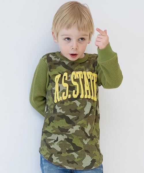green label relaxing(グリーンレーベルリラクシング)の「別注【Good Rock Speed(グッドロックスピード)】 ワッフルプリント Tシャツ◆(Tシャツ/カットソー・キッズ・グレー/ダークグリーン・115cm/125cm/135cm/105cm/95cm)」の1枚目の写真