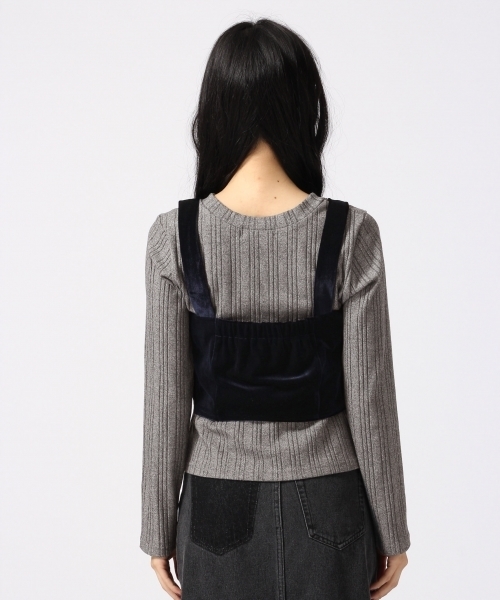 HARE(ハレ)の「2ピースベロアキャミリブカットソー(HARE)(キャミソール・レディース・ブラウン/ネイビー・FREE)」の5枚目の写真