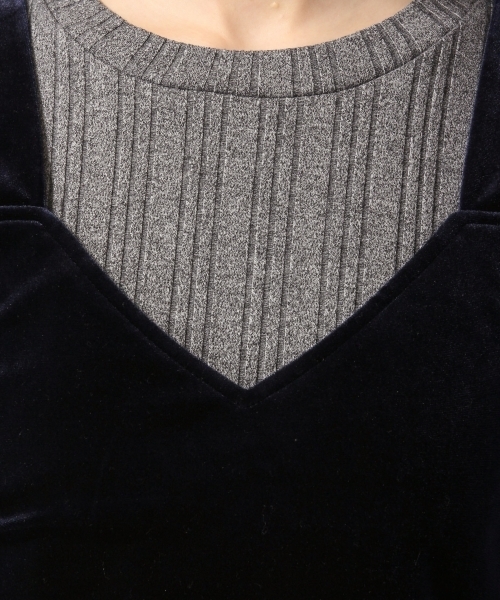 HARE(ハレ)の「2ピースベロアキャミリブカットソー(HARE)(キャミソール・レディース・ブラウン/ネイビー・FREE)」の6枚目の写真