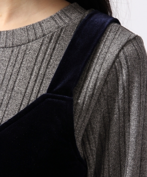 HARE(ハレ)の「2ピースベロアキャミリブカットソー(HARE)(キャミソール・レディース・ブラウン/ネイビー・FREE)」の7枚目の写真