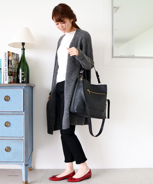 N.(N. Natural Beauty Basic)(エヌエヌナチュラルビューティーベーシック)の「アルパカブークレーカーディガン(カーディガン/ボレロ・レディース・ホワイト/グレー系その他/ベージュ/グレー・MEDIUM)」の6枚目の写真