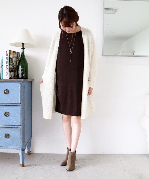 N.(N. Natural Beauty Basic)(エヌエヌナチュラルビューティーベーシック)の「アルパカブークレーカーディガン(カーディガン/ボレロ・レディース・ホワイト/グレー系その他/ベージュ/グレー・MEDIUM)」の8枚目の写真