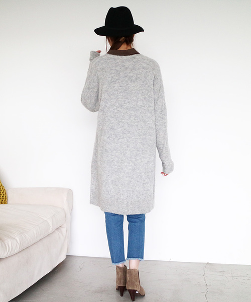 N.(N. Natural Beauty Basic)(エヌエヌナチュラルビューティーベーシック)の「アルパカブークレーカーディガン(カーディガン/ボレロ・レディース・ホワイト/グレー系その他/ベージュ/グレー・MEDIUM)」の20枚目の写真