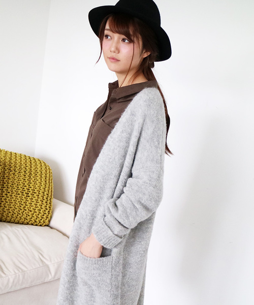 N.(N. Natural Beauty Basic)(エヌエヌナチュラルビューティーベーシック)の「アルパカブークレーカーディガン(カーディガン/ボレロ・レディース・ホワイト/グレー系その他/ベージュ/グレー・MEDIUM)」の21枚目の写真