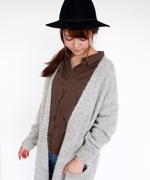 N.(N. Natural Beauty Basic)(エヌエヌナチュラルビューティーベーシック)の「アルパカブークレーカーディガン(カーディガン/ボレロ・レディース・ホワイト/グレー系その他/ベージュ/グレー・MEDIUM)」の22枚目の写真