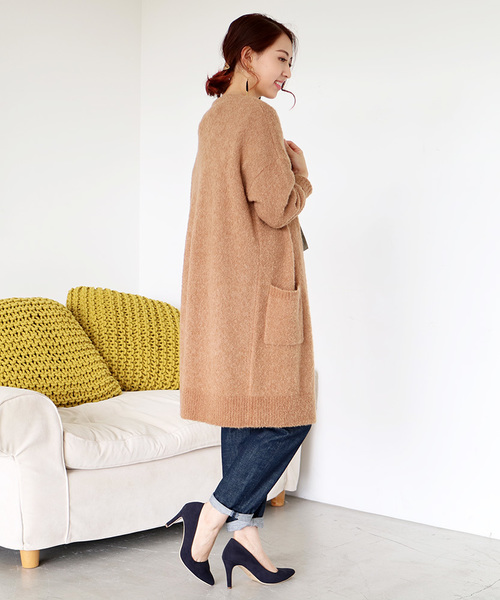 N.(N. Natural Beauty Basic)(エヌエヌナチュラルビューティーベーシック)の「アルパカブークレーカーディガン(カーディガン/ボレロ・レディース・ホワイト/グレー系その他/ベージュ/グレー・MEDIUM)」の12枚目の写真