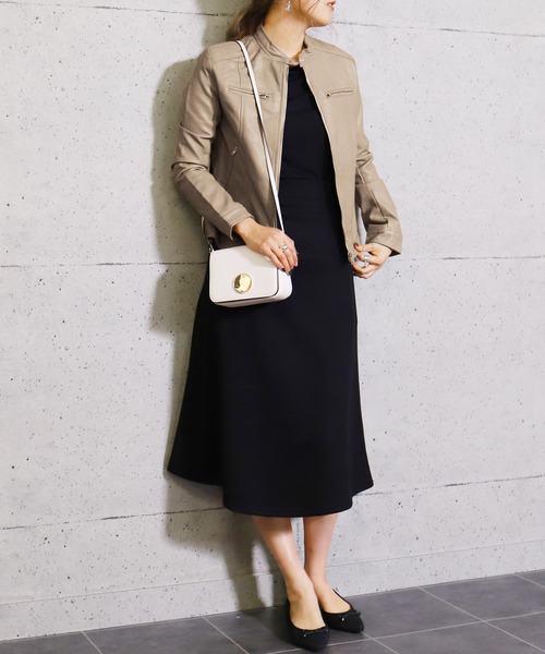 reca（レカ）の「ライダースシングルジャケット（ライダースジャケット・レディース・ブラック/キャメル/グレー/ピンク/アイボリー/ライトカーキ/ライトグレー/ベージュ/カーキ/ブラウン・M/L）」の17枚目の写真