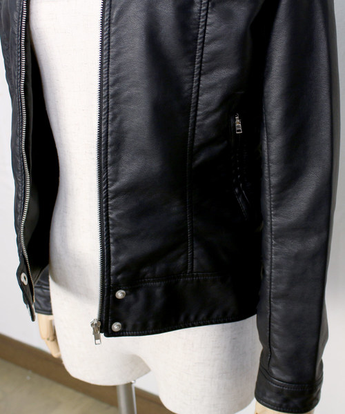 reca（レカ）の「ライダースシングルジャケット（ライダースジャケット・レディース・ブラック/キャメル/グレー/ピンク/アイボリー/ライトカーキ/ライトグレー/ベージュ/カーキ/ブラウン・M/L）」の11枚目の写真