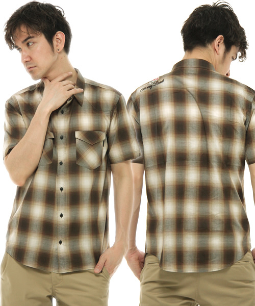 NANO universe（ナノユニバース）の「OMBRER SHIRT S/S　半袖シャツ（シャツ/ブラウス・メンズ・ブラウン/ブルー・MEDIUM/LARGE）」の2枚目の写真