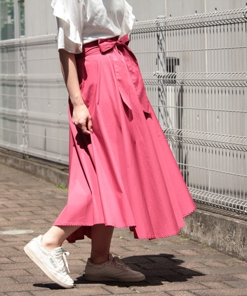 PAGEBOY（ページボーイ）の「2WAYリボンフレアスカート（スカート・レディース・ブルー/イエロー/ライトカーキ/ピンク/チャコールグレー/オレンジ/パープル・FREE）」の20枚目の写真